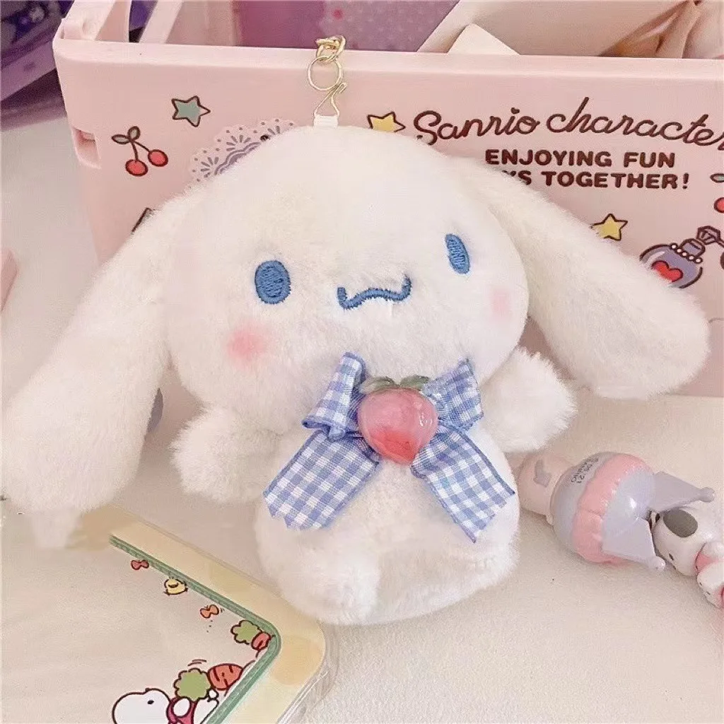 12cm Cute and Cute Kitty Dog Pendant Backpack Keychain Plush Toy Rabbit Doll Peach Heart Pendant Backpack Pendant Doll Gift