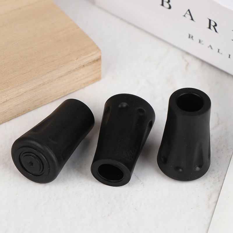 6/12 قطعة البلاستيك الأسود القدم يغطي المضادة للانزلاق أقطاب التنزه غطاء رأس واقي عصا للمشي تلميح أسفل منصات تسلق أغطية حماية #2