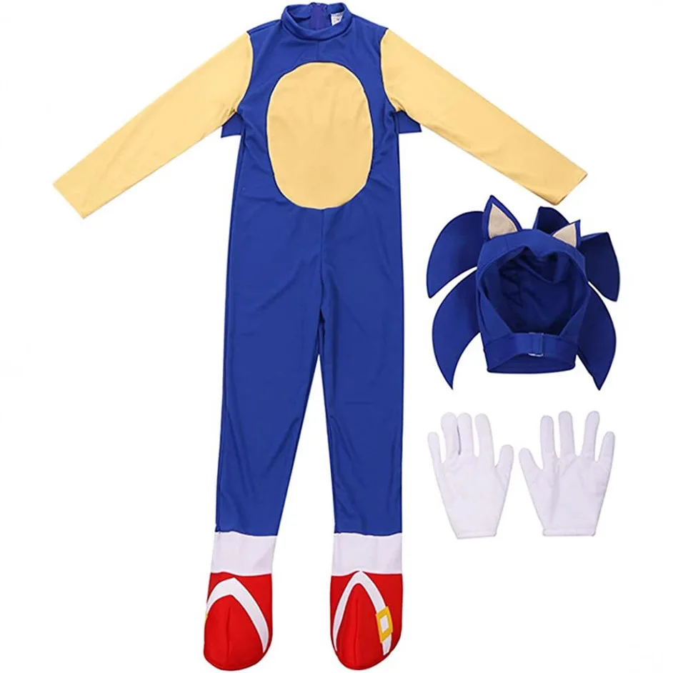 

Sonic play suit supersonic kid cos costume onesie blue red yellow black costume anime clothes miku cosplay hatsune miku cosplay
