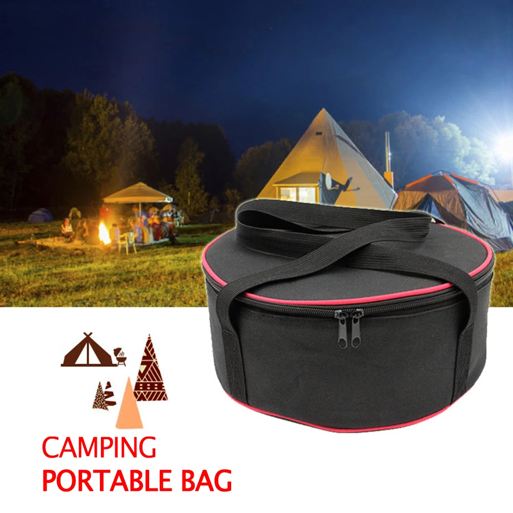 التخييم تخزين حقيبة يد المحمولة أواني الطبخ الأواني حقيبة تخييم 600D أكسفورد القماش المضادة للتصادم للسفر في الهواء الطلق الشواء