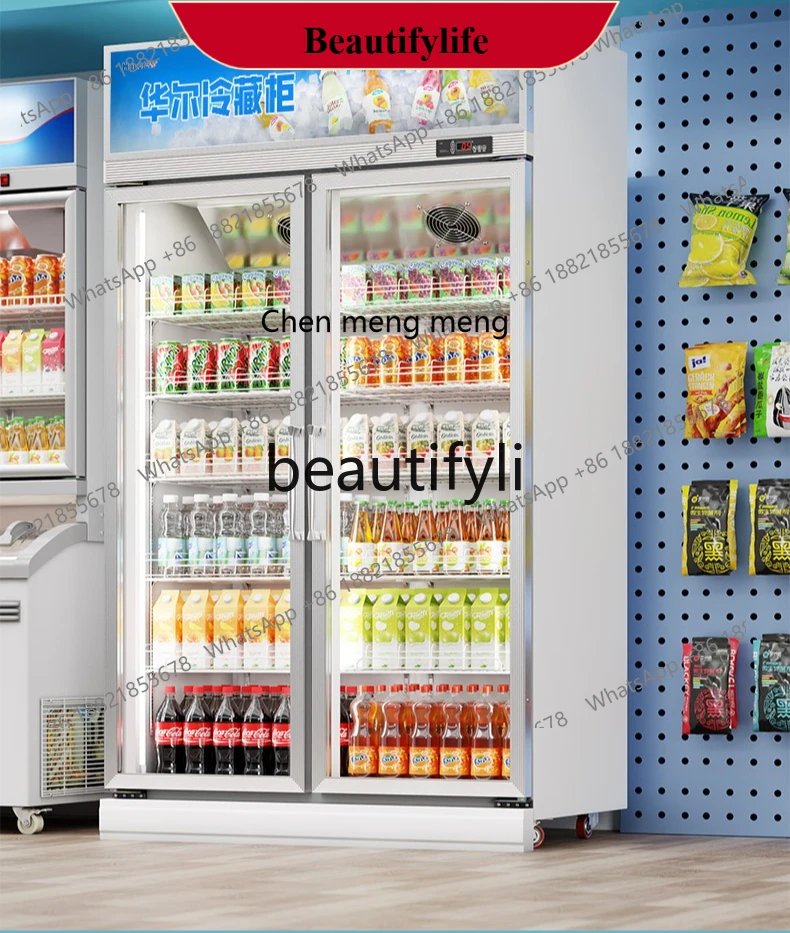 

AB02 Двухдверный шкаф для напитков для супермаркетов и удобных магазинов, вертикальная холодильная витрина, коммерческая Fre