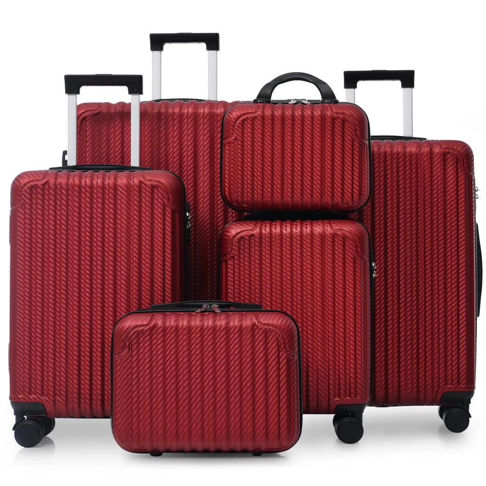 

6-Piece Luggage Set, Durable Hardshell ABS Suitcase with Spinner Wheels, TSA Lock, Side Hooks, Lightweight Carry-On & Checked Lu