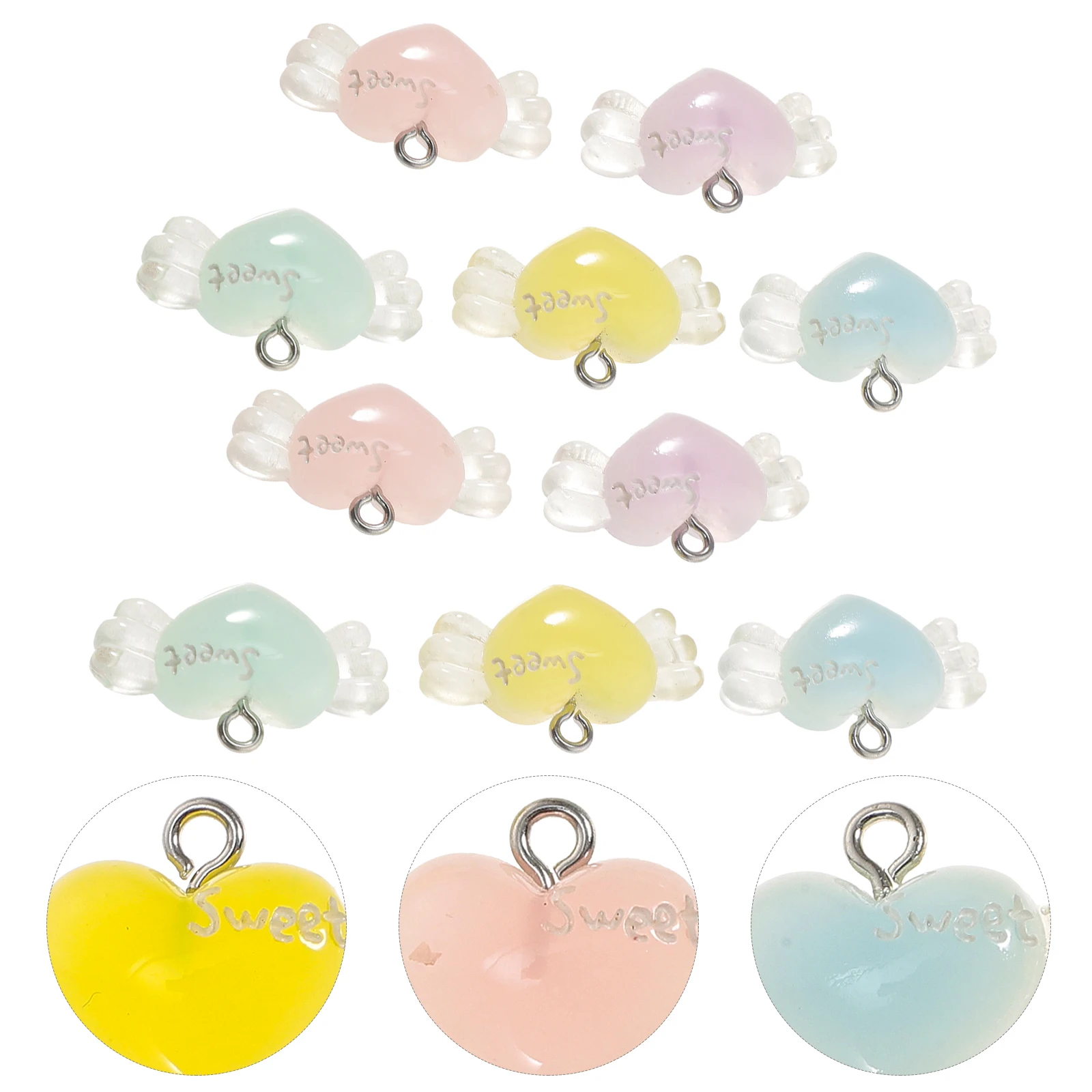 

18pcs Heart Pendant Jewelry Crafts Decorative Accessories Necklace Bracelet Earring Bulk Charm Diy Resin For Hair Accessories