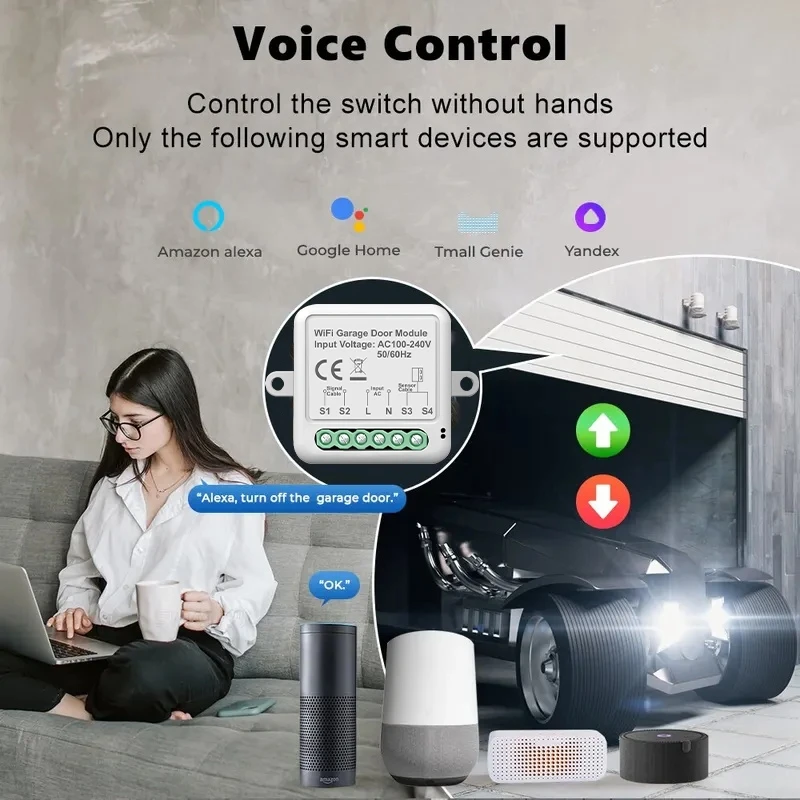 Tuya Smart Life WiFi Motorized Swing Gate Sliding Gate Rolling Door Opener 100-240V APP Voice Control with Alexa Google Home