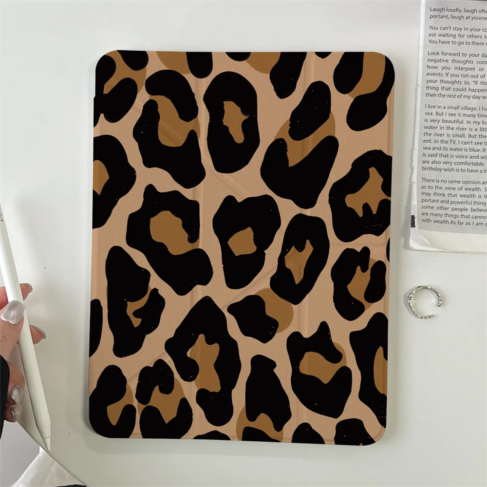 Leopard Smart Case For iPad air4 5 10.9 Pro Air 11inch 2024 with Pencil Holder Y Fold Cover 9.7 10.5 10.2 6/7/8/9/10th 11th 2025
