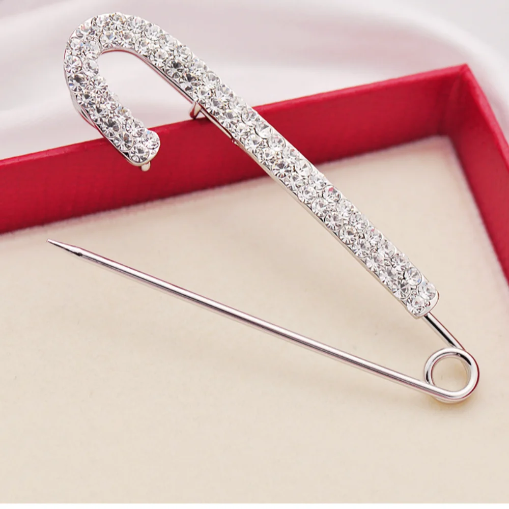 หรูหราโลหะ Pin ความปลอดภัย Pin Gold สี Silver Rhinestones เข็มกลัด Zircon กางเกงยีนส์ขนาดใหญ่หัวเข็มขัดกางเกงยีนส์