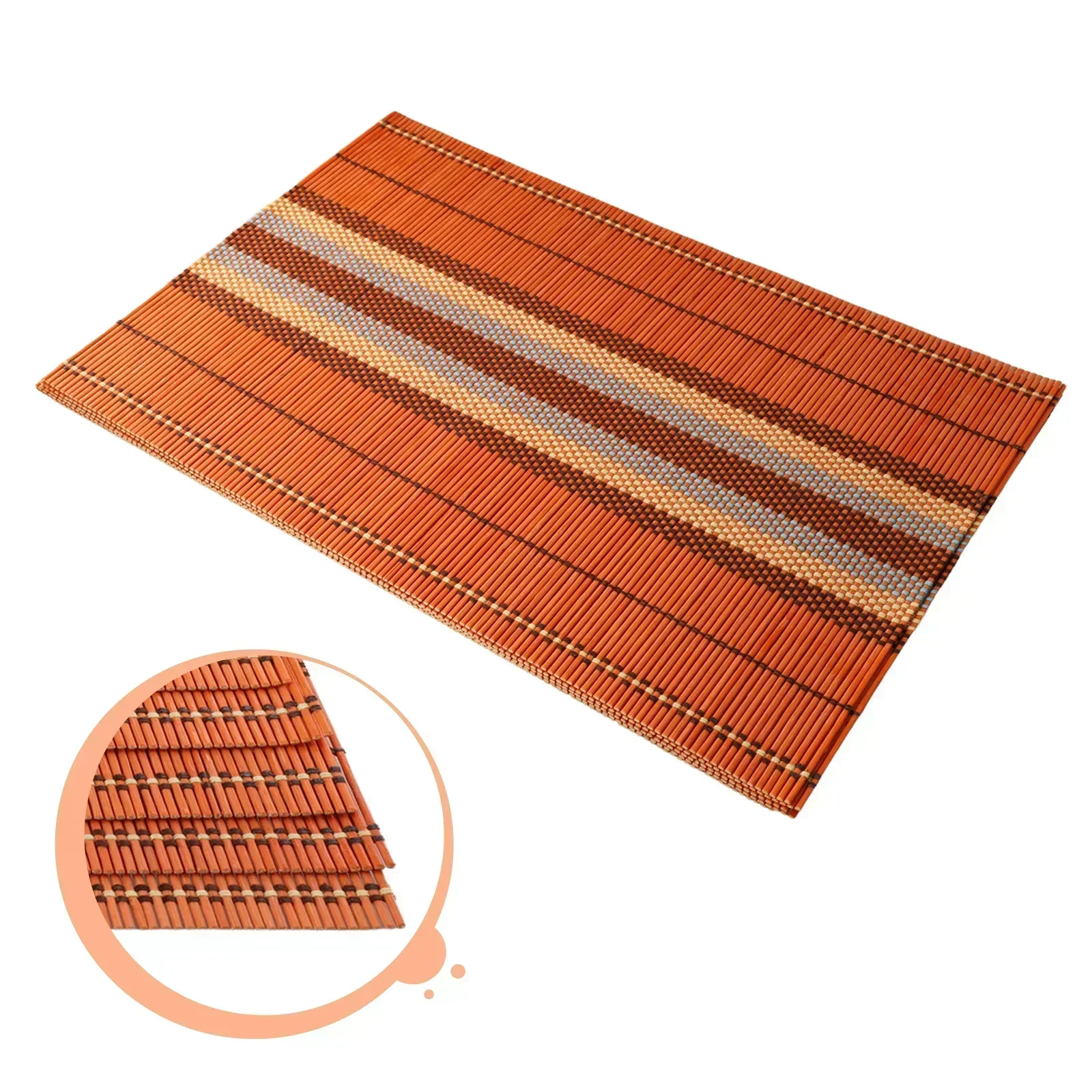 Durable Bamboo Dining Placemats  5pcs Woven Ribbed Table Mats  AntiSlip & Heat Resistant  Protect Your Furniture