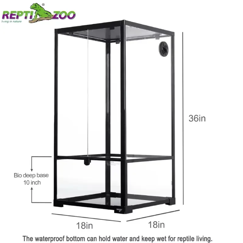 REPTIZOO Factory 50 Gallon 18''x18''x36'' Vertical OEM logo Arboreal Cage Tempered Glass Reptile Terrarium for Crested Gecko