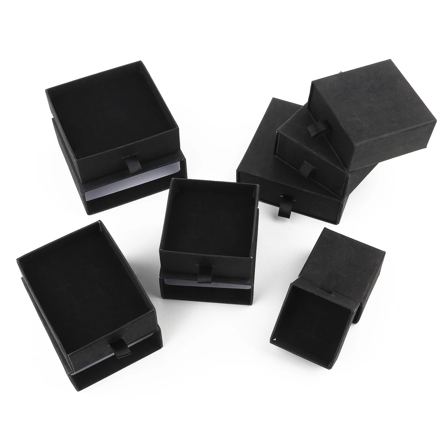 1pc Black Wedding Gift Bags Drawer Gift Box Jewelry Packaging Cardboard Ring Necklace Bracelet Earring Display Birthday Boxes