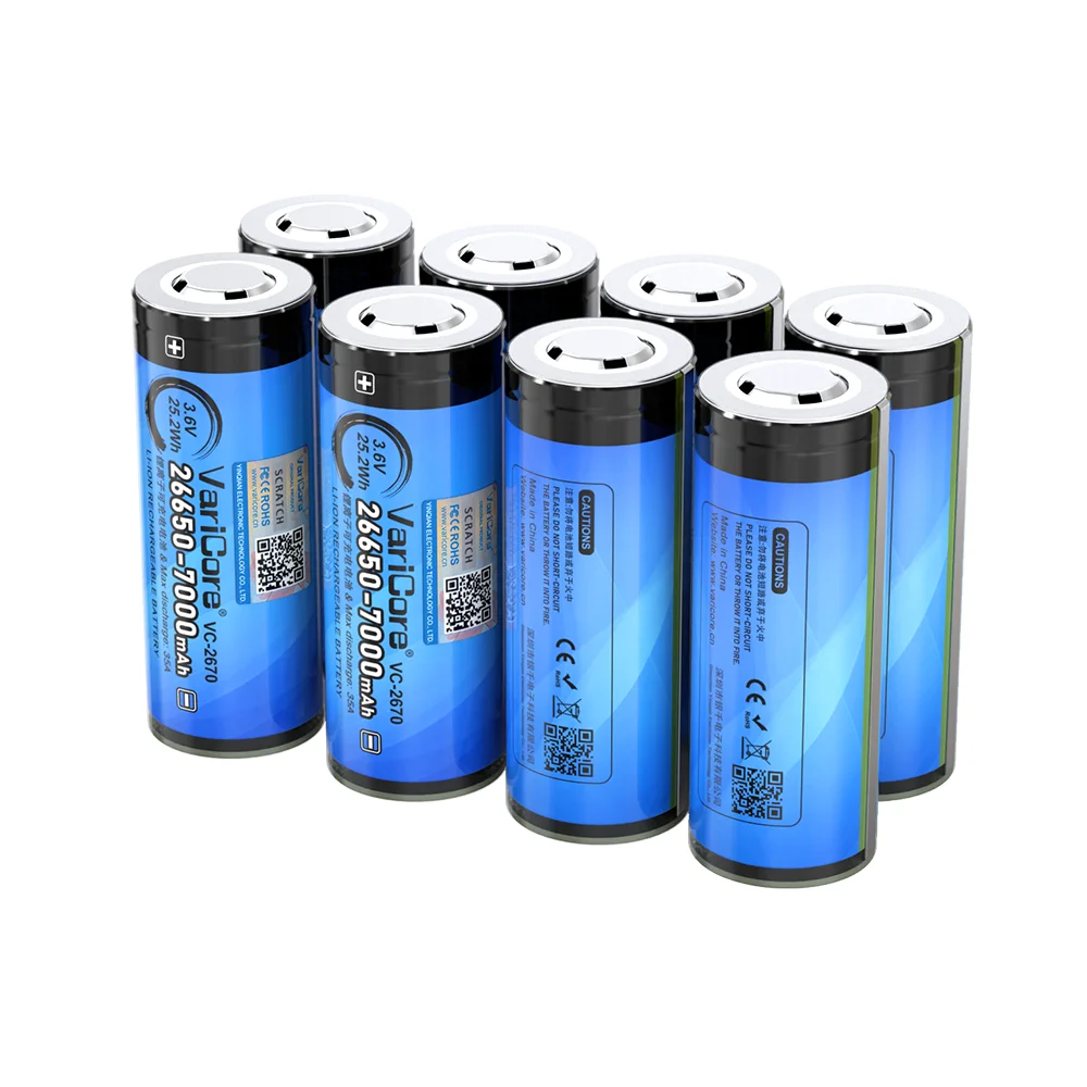 VariCore VC-2670 3,6 В 26650 литиевая аккумуляторная батарея с защитой печатной платы, разряд 35 А, большая емкость 7000 мАч
