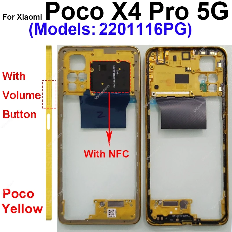 샤오미 포코 X4 프로 X4Pro 5G 중간 하우징 전면 LCD 프레임 베젤 홀더 중간 하우징 커버 예비 부품 수리용