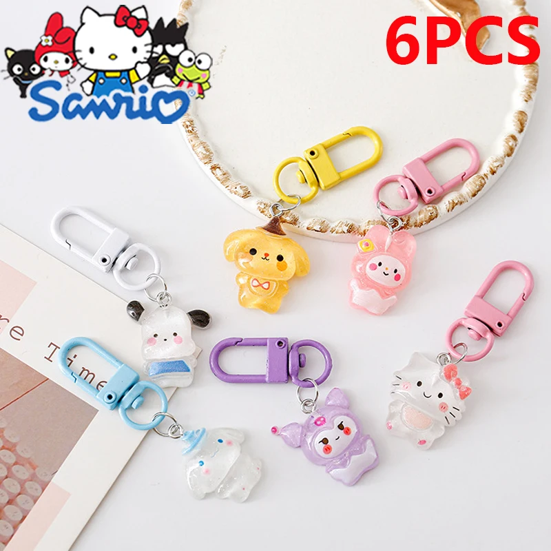 

Kawaii Sanrio Transparent Sparkling Keychain Cartoon Hello Kitty My Melody Cinnamoroll Backpack Pendant Decoration kds Toy Gifts