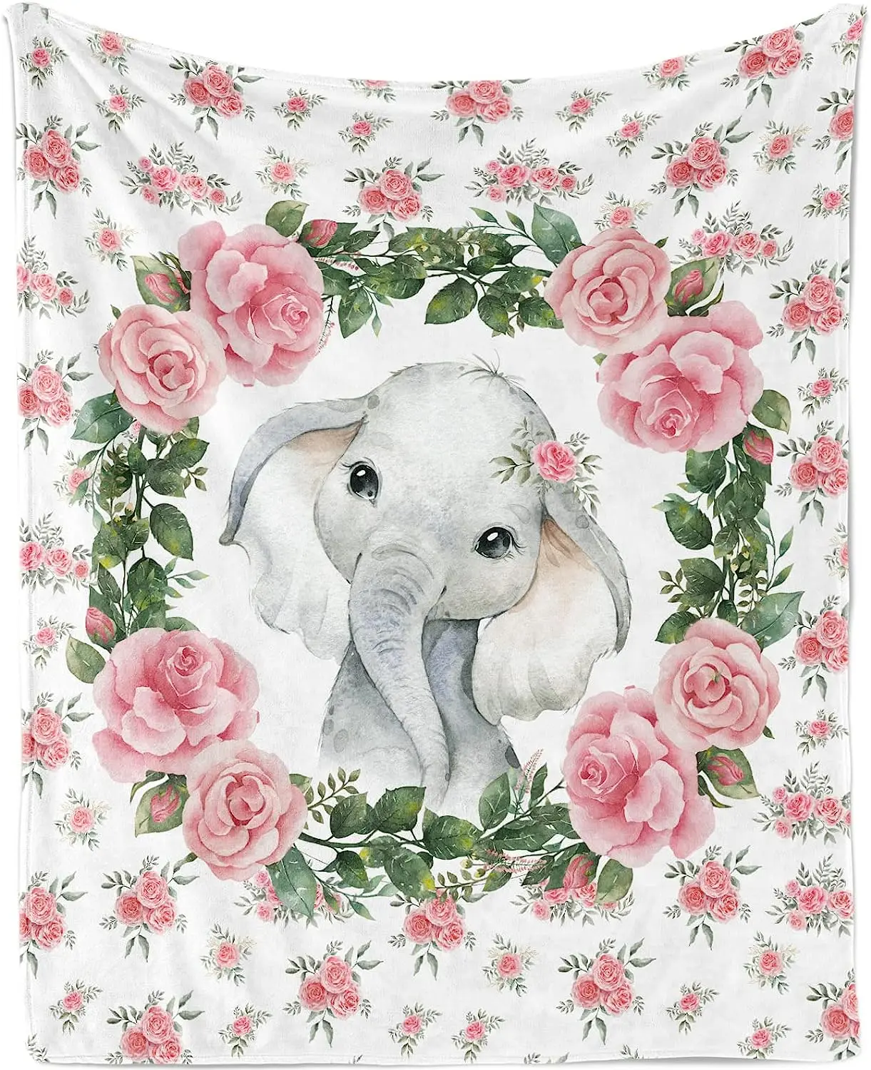 

Elephant Blanket for Kids, Floral Elephant Throw Blankets for Girls, Soft Elephant Flannel Fleece Blankets with Flowers