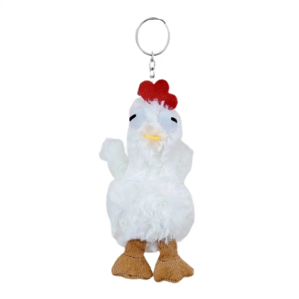 Funny Plush Chicken Egg Laying Hens Keychain Cartoon Animal Chicken Keyrings for Women Men Car Keys Keyrings Hens Keychain