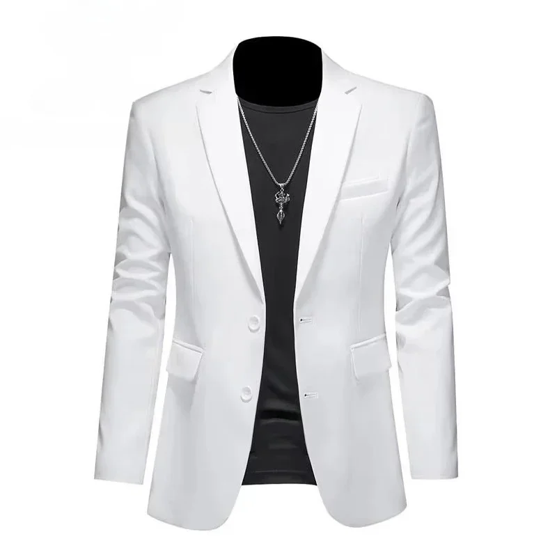 Weiße formelle Jacken für Herren, zwei Knöpfe, langärmelig, koreanische Herrenanzugjacken, Bürokleidung, Hochzeitsblazer – Detail 11