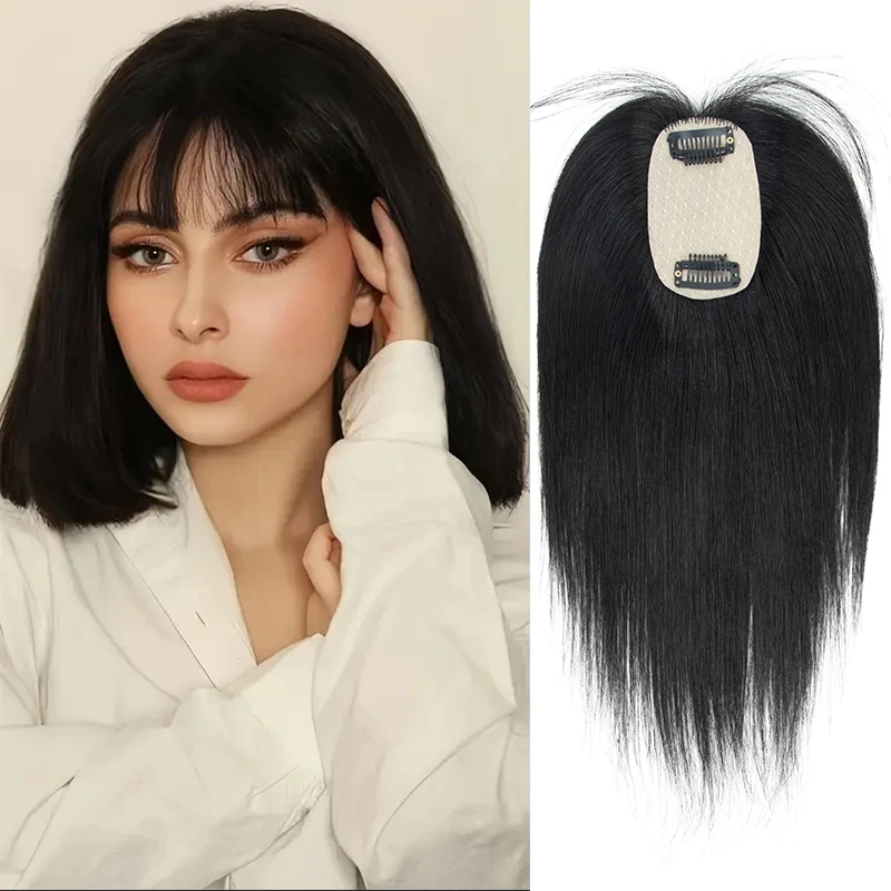 

Real Human Hair Toppers for Women Daily 360° Bangs 3D Hair Pieces with Thinning Hair Bangs20, 25, 30, 35cm