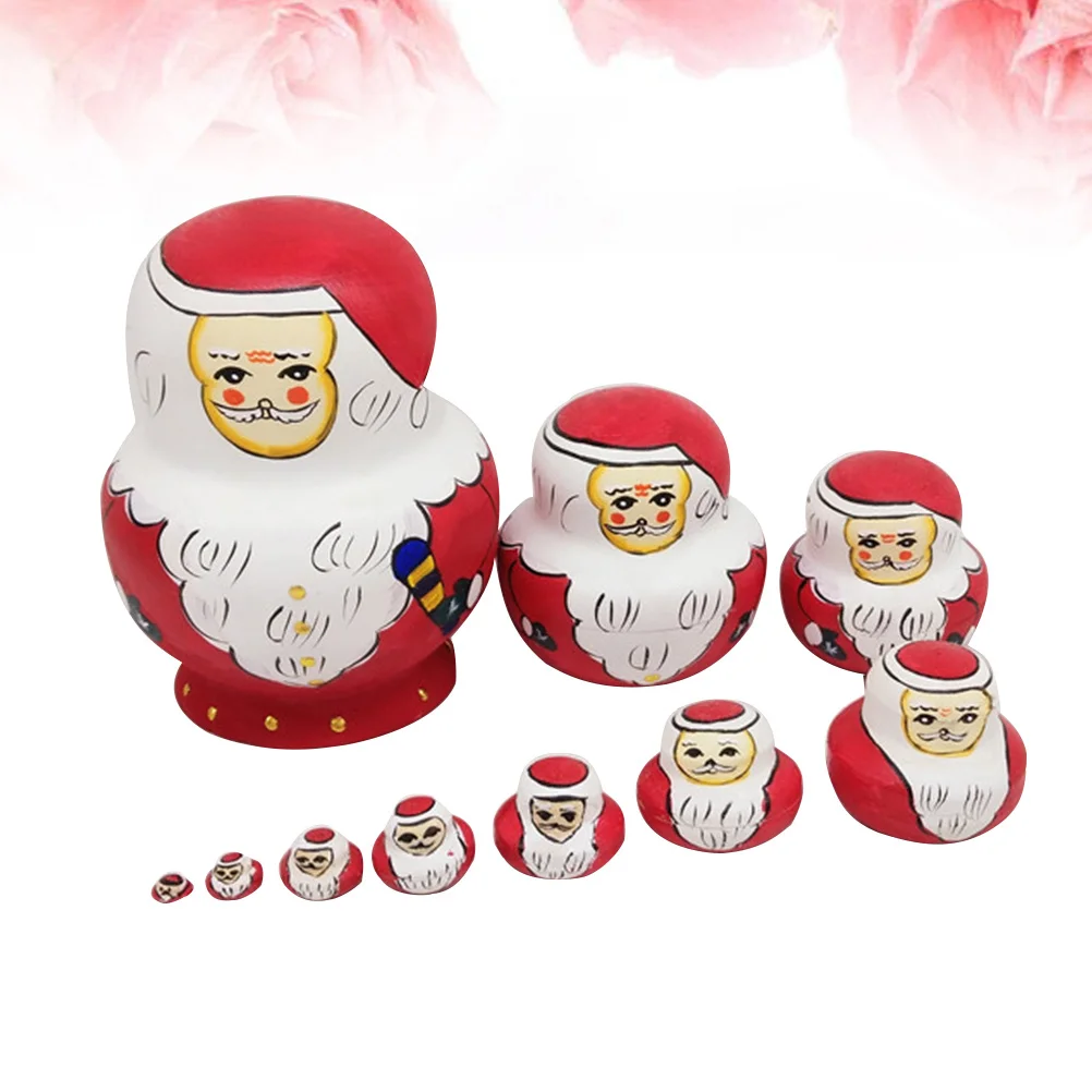 

10Pcs Santa Claus Snowman Russian Nesting Set Premium Material Storage Container Jewelry Candy Xmas Santa Nesting