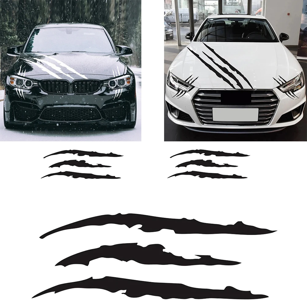 Vinyl Claw Stickers 3pcs for Car Exterior Decoration Compatible with Hood and Headlight Surfaces Durably Bonded