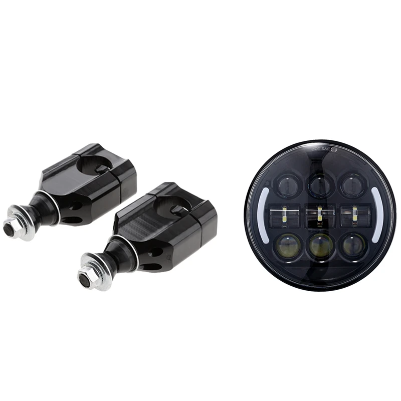 2 Set Motorcycle Accessories: 1 Set 7/8 Inch 22Mm 11/8 Inch 28Mm Handlebar Mount Riser Clamp & 1 Pcs Round Head Light