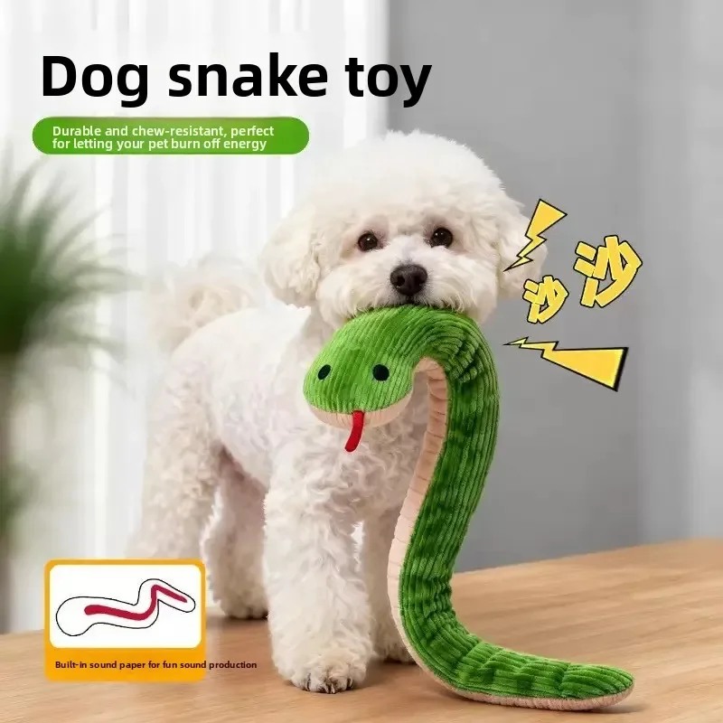 Cat and Dog Stuffed Toys Make Noise Paper Snake Teeth Grinding to Relieve Boredom and Vent shaking Head Snake Small Dog Pet Toys