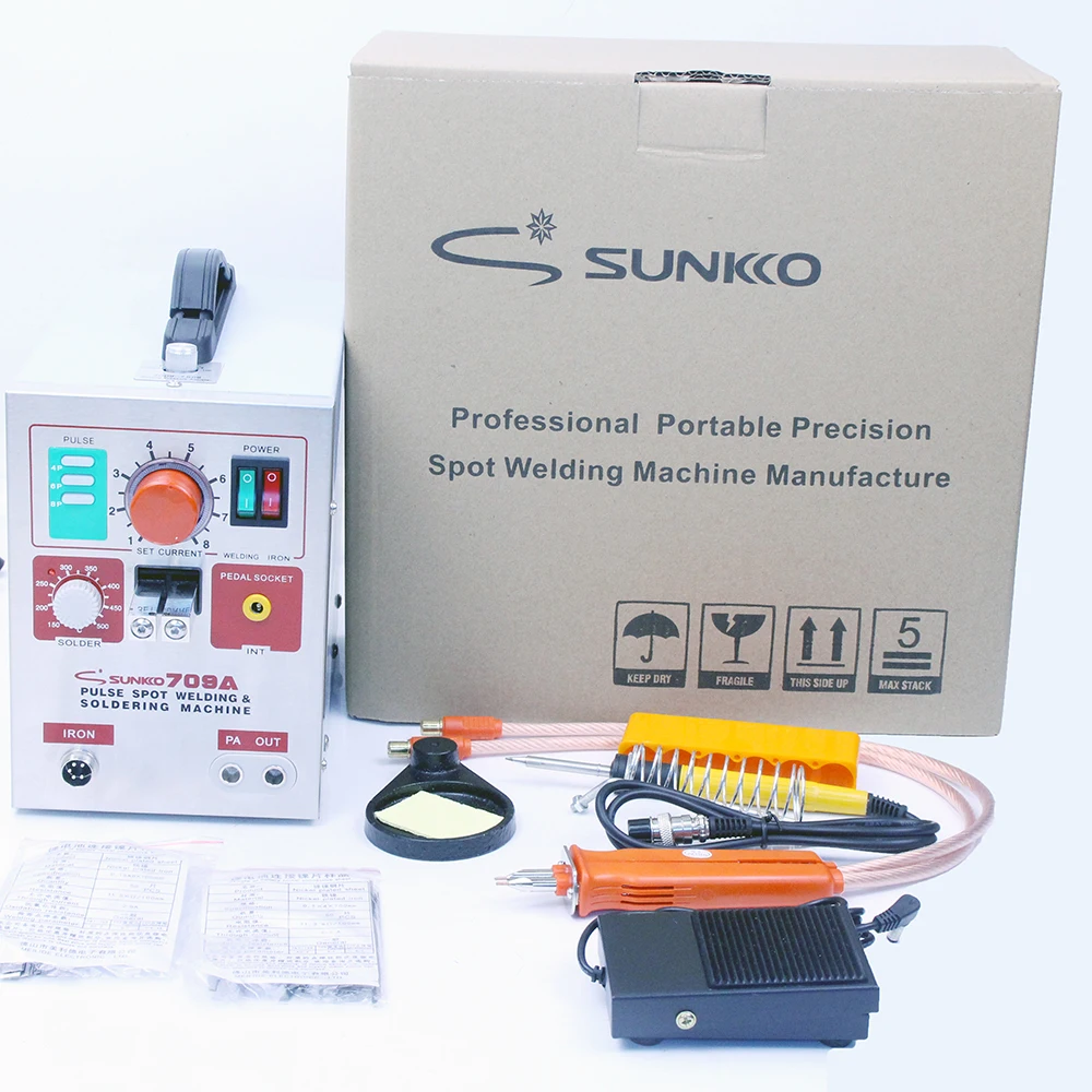 Hot sale SUNKKO 709A Battery Spot Welder with HB-70B Welder pen for 18650 WELDING STATION Spot Welding Machine 110V