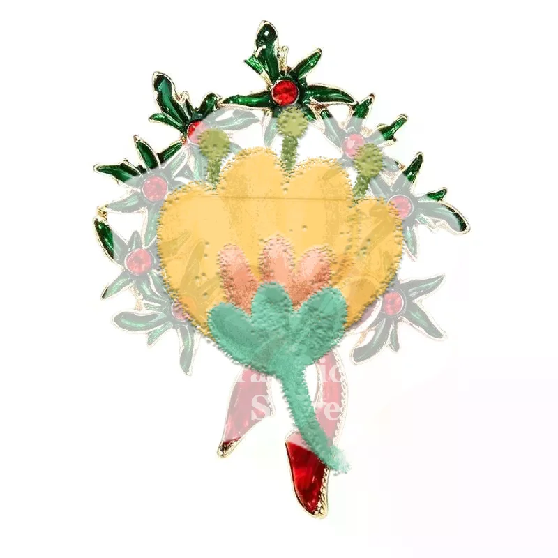 Christmas Wreath Brooch Sparkly Rhinestone Decor Red Green Enamel Lapel Pin Elegant Jewelry for Daily Party Wear