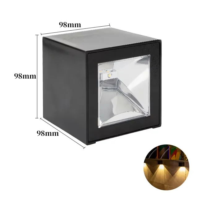Outdoor Solar Wandlamp Vierkante Moderne Solar Wandkandelaar Verlichting Waterdichte Down Verlichting Voor Huis Muur Veranda Tuin Hek Decor