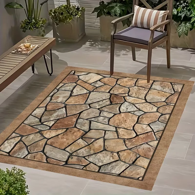 1pc Outdoor Patio Carpet with Artificial Stone Patio Carpet Christmas Outdoor Decorations Rectangular Outdoor Home Carpets