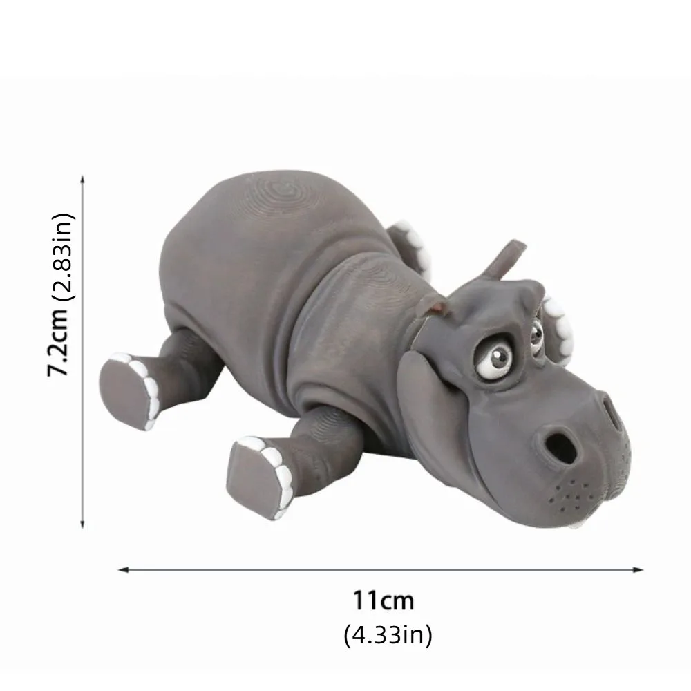 Hippopotame imprimé en 3D, Design créatif, rotatif, Style mignon, Simulation d'hippopotame, modèle PLA, articulations posables