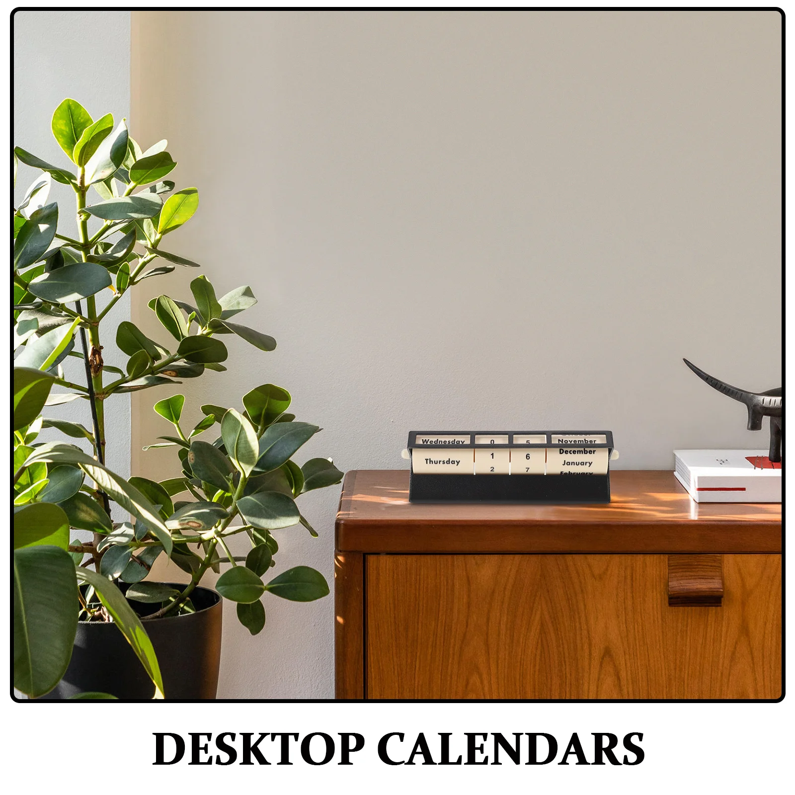 Rollender ewiger Kalender, manueller drehbarer Tischkalender, wiederverwendbare Metall-Tischplatte, dekorative Datumsanzeige für Büro, Zuhause, Studium