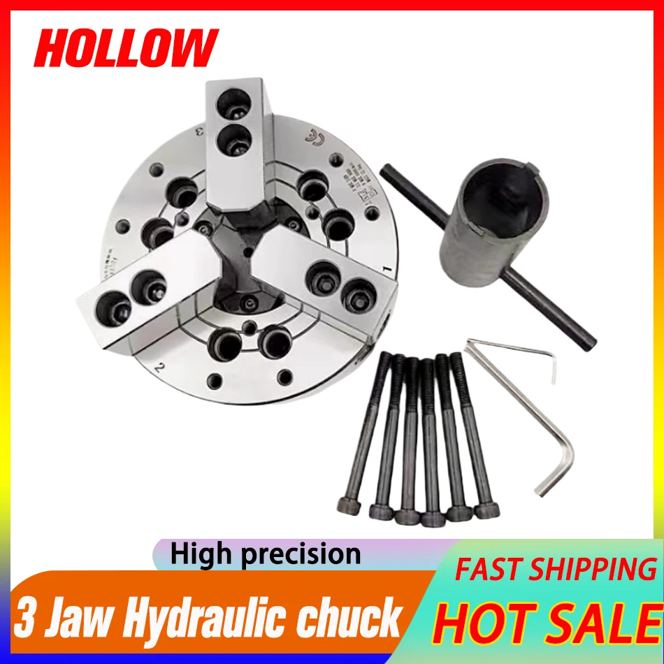 

8-дюймовый полый гидравлический патрон 3-кулачковый токарный патрон