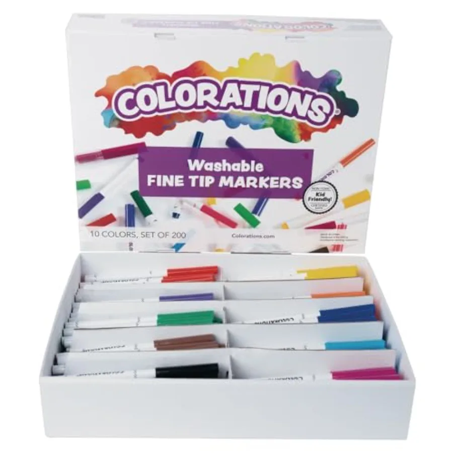 

Washable Fine Tip Markers 200 Markers 10 Colors Coloring Paper Drawing Bold Colors Classroom Art Supplies School Supplies Craft
