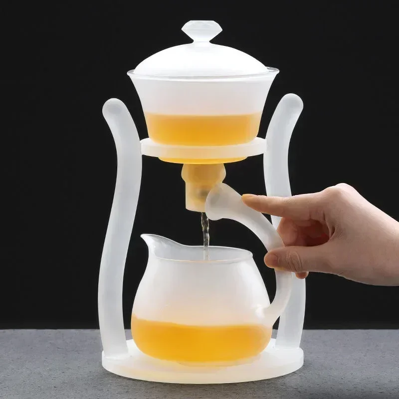 Frosted Glass Teapot Magnetic Drip Pot Heat-resistant Glass Teapot With Base Puer Kettle Make Automatic Tea Cup