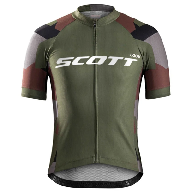 SCOTT LOOK Summer Youth Short Sleeve Cycling Jersey Set Breathable MTB Bike Cycling Clothing Maillot Ropa Ciclismo Uniform Kit