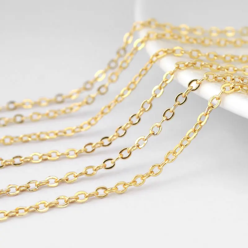 5 Meters 1MM 1.5M 2MM 2.8MM Antique Copper Color Copper Flat O Shape Chain Diy Jewelry Making Supplies Necklace Accessories