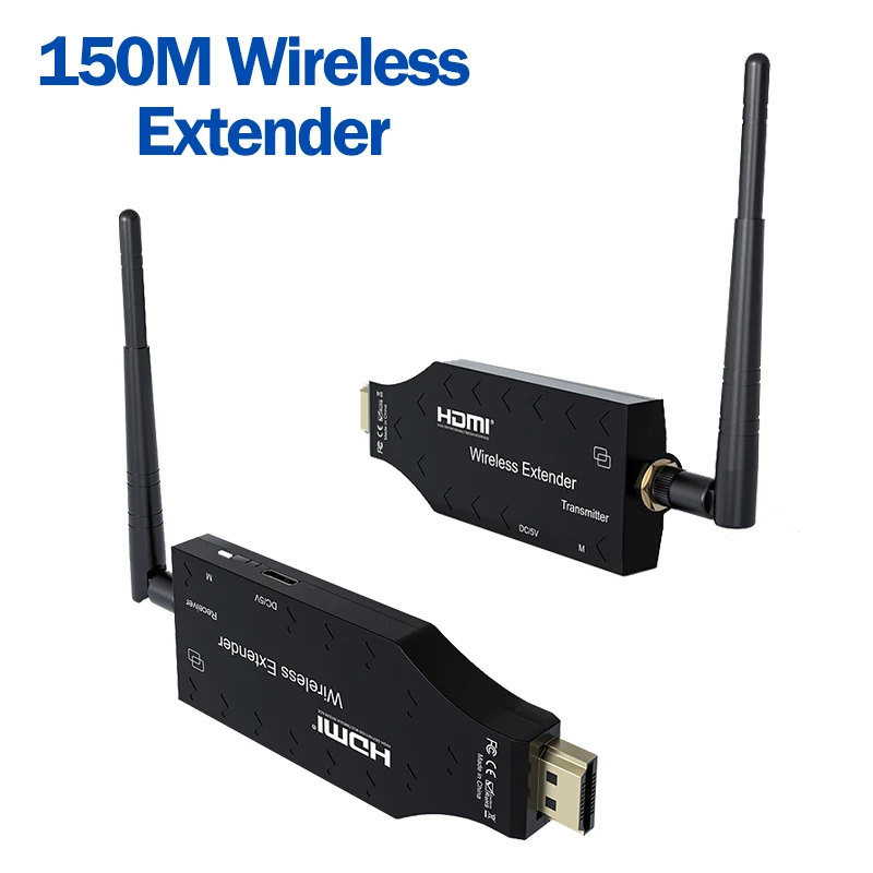 

150M Wireless HDMI Video Transmitter and Receiver Extender 492ft 1080P TV Stick Dongle Wireless Display Adapter for Iphone PC TV