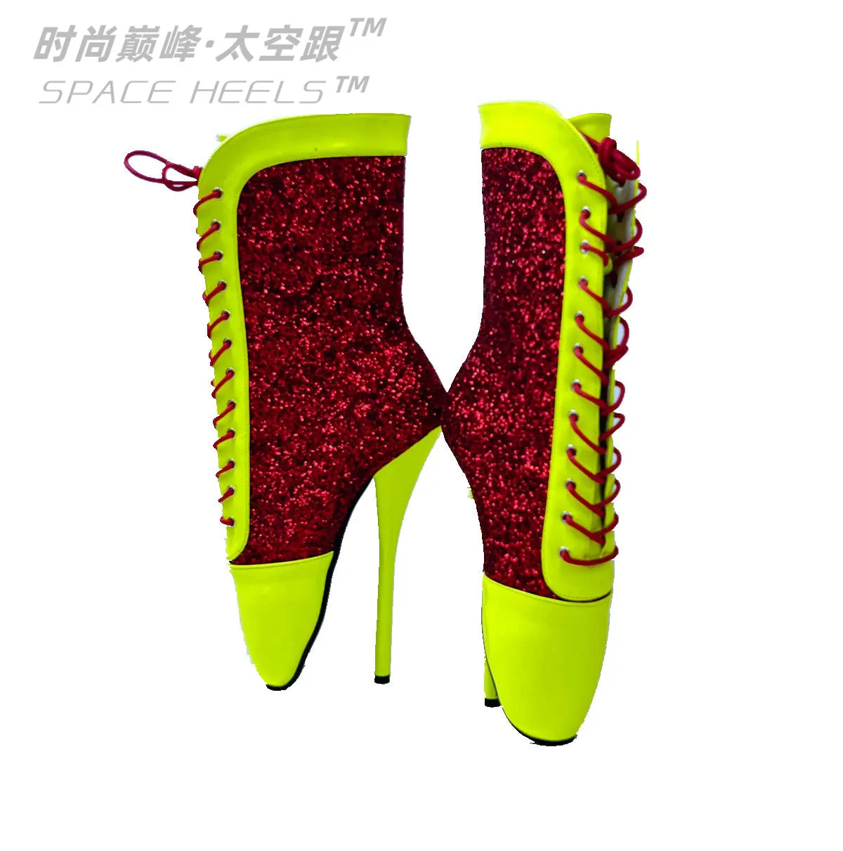 

SeekMate Sexy Taste Customized 19CM Super High Heel fetish Ballet Shoes Large Color Sequins Color Contrast Fashion Shoes