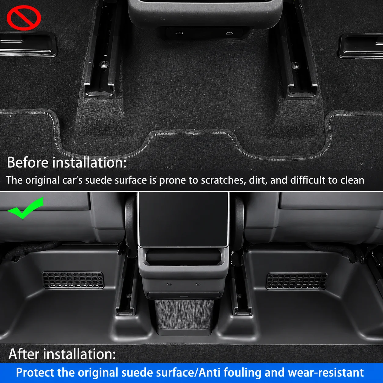 For Tesla Model YL 2026 TPE Seat Slide Rail Protector Under Seat Corner Guard Anti-Kick Flocking Cover Interior Accessories