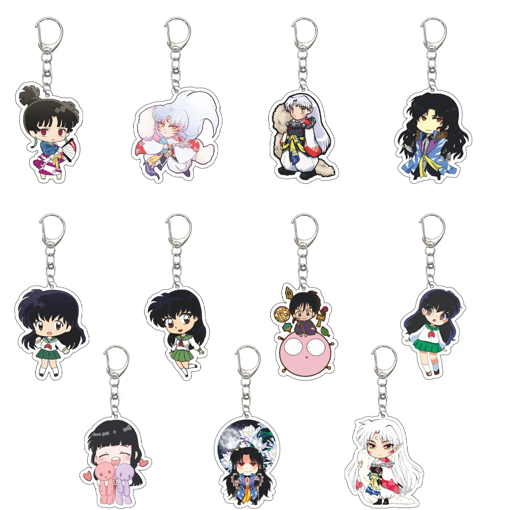 55MM Anime Inuyasha Keychain Inuyasha/Higurashi Kagome/Kirara/Sesshoumaru/Rin Key Chain Acrylic Model Plate Christmas Gifts