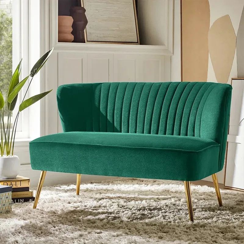 

# Modern Luxury High-density Foam Armless Loveseat Bedroom Sofa with Stainless Steel and Soundproofing Legs