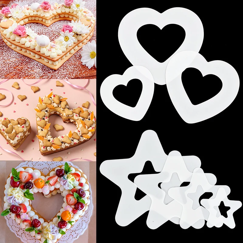 Pochoirs à gâteau en forme de coeur étoile diamant, modèles de cuisson, décoration de pâtisserie, mariage, fête d'anniversaire, bricolage, outils de cuisson, accessoires