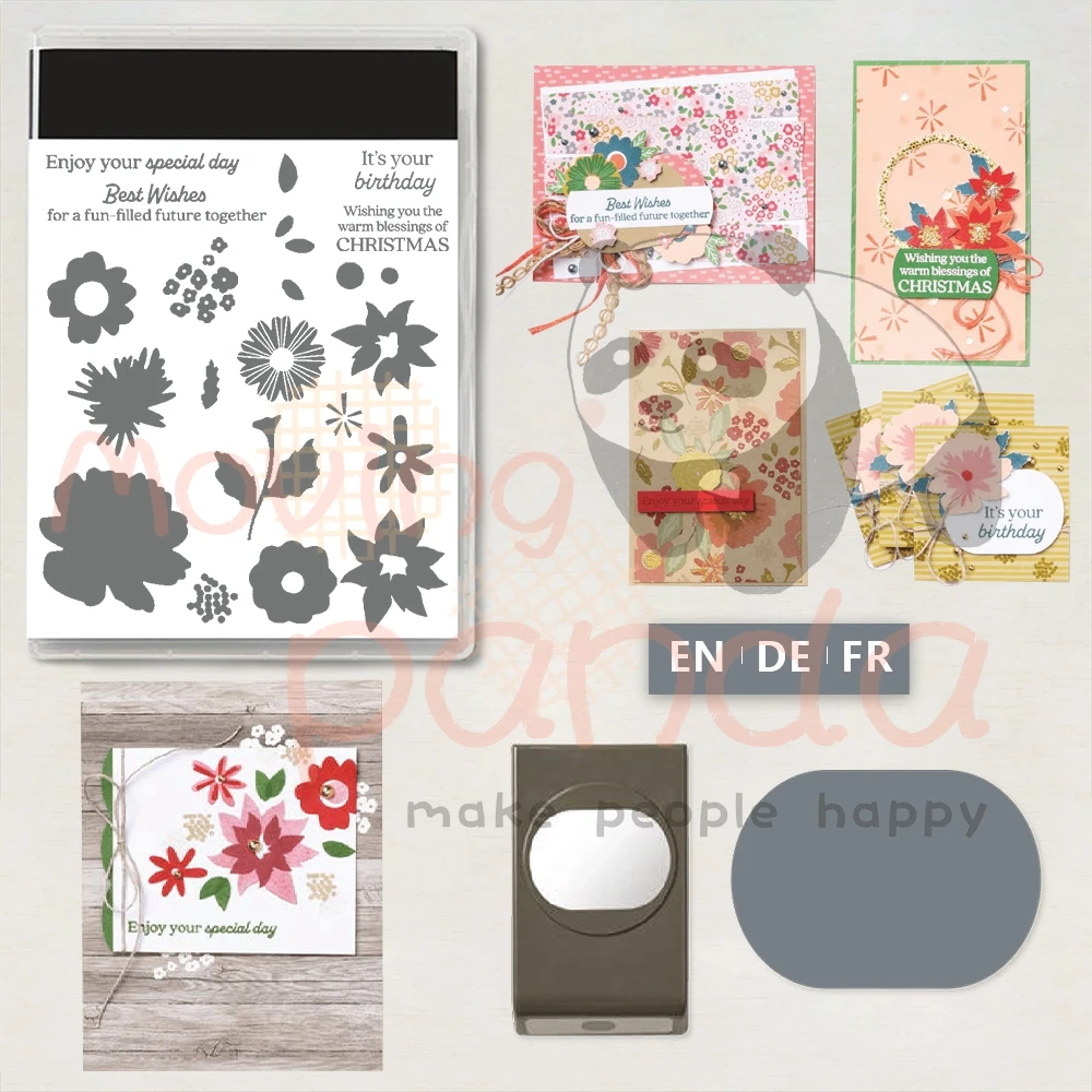 

MP824 Flower English Silicone Clear Stamps And Cutting Dies For Diy Handmade Paper Card Scrapbooking Decorations Craft Dies