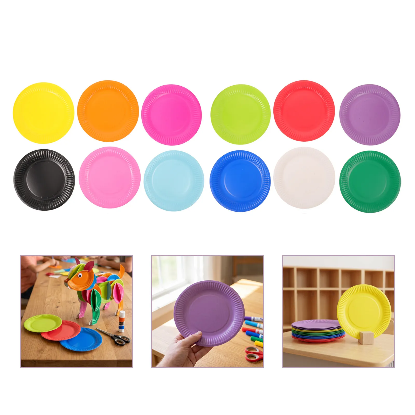 120Pcs Colorful Paper Plates Round 7 Inch Assorted Solid Color Party Dessert Plates Disposable for Wedding Birthday Bbq