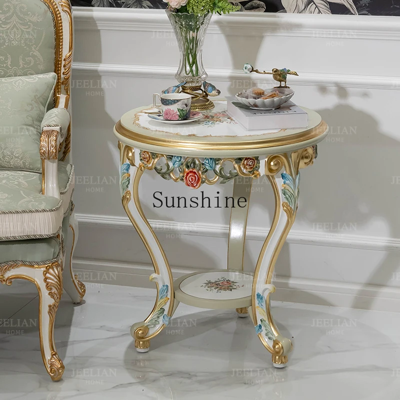 ملصق زهور فاخر من الخشب الصلب الفرنسي المرسوم يدويًا من رقائق الذهب باللون الأزرق وغرفة معيشة فيلا زاوية صغيرة #3