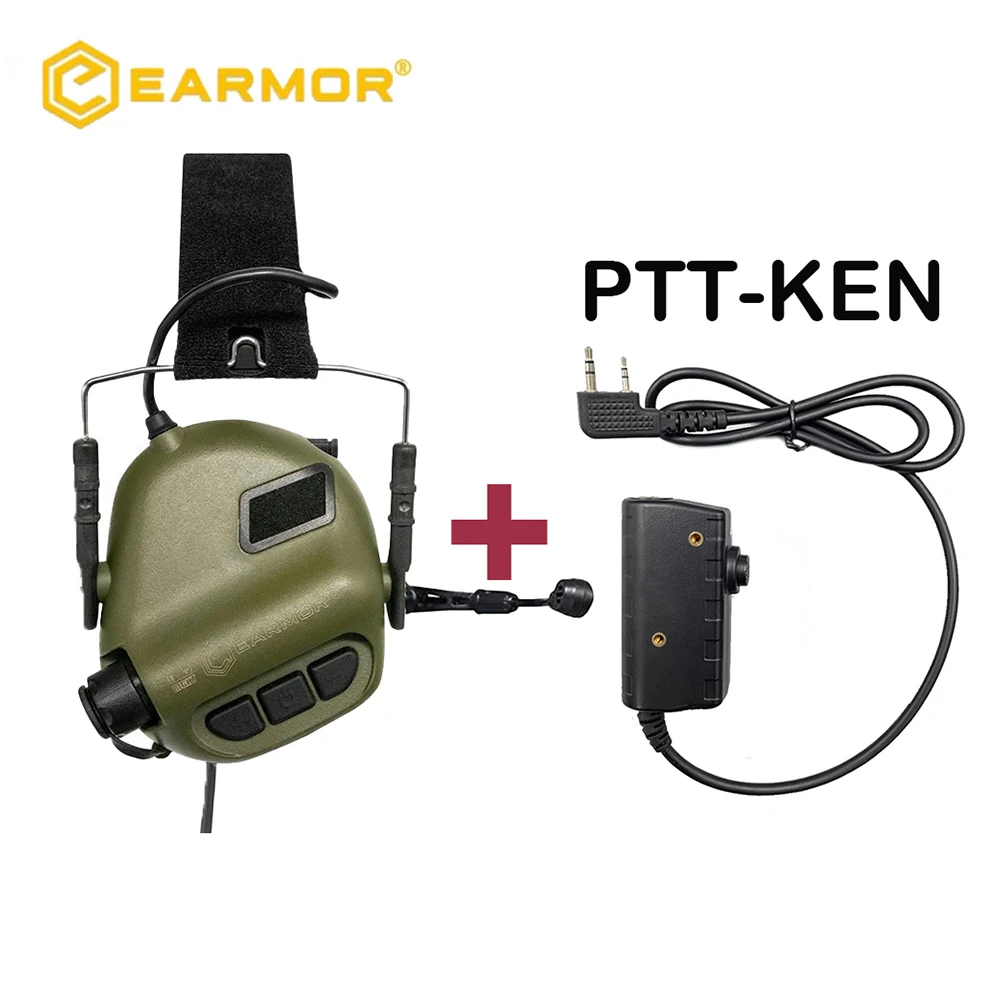 

EARMOR Tactical Headset Earmuffs M32 MOD4 Microphone Supporting Communications Sound Amplifica+PTT Adapter+ Rail Bracket