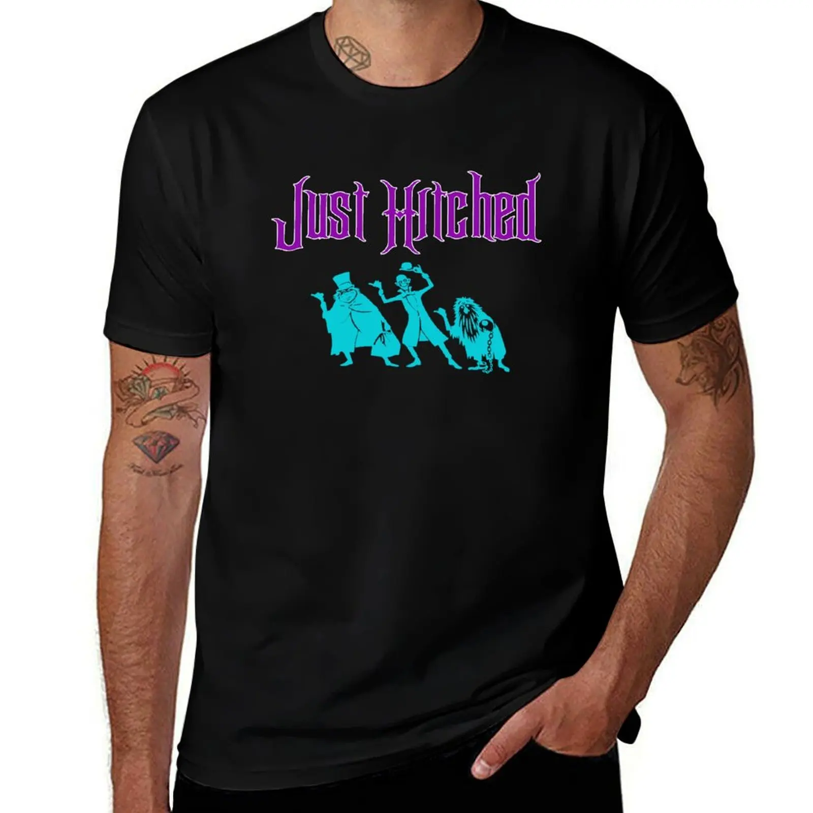 Just Hitched Married Newlywed Honeymoon T-Shirt haunted Mansion Ghosts T-Shirt graphic tee shirt men graphic t shirts