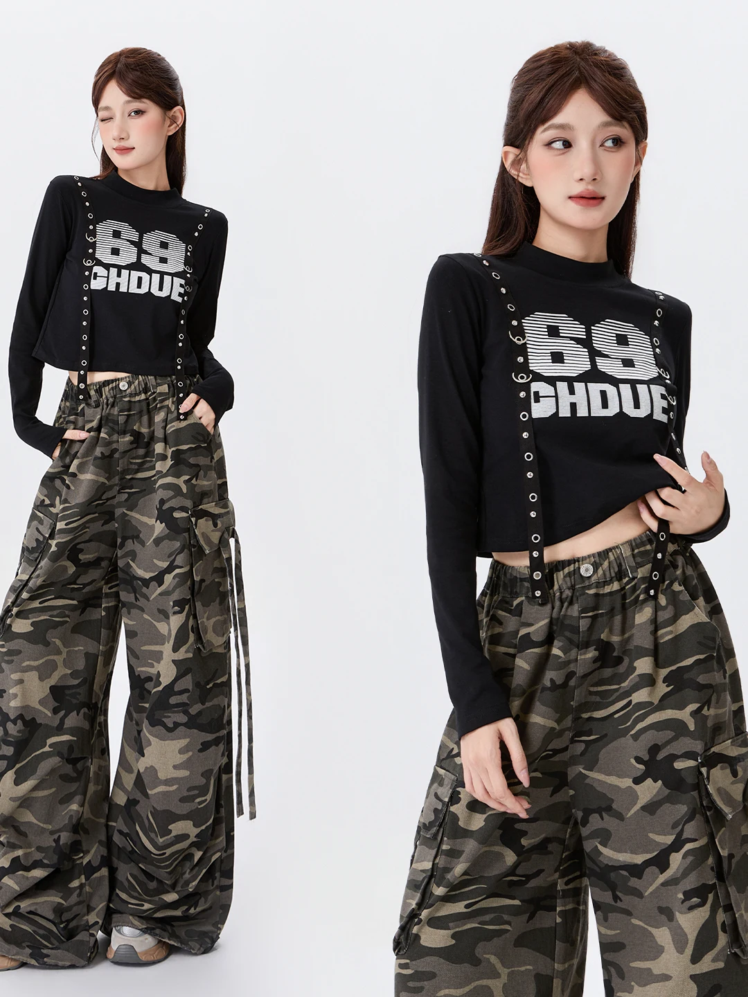 Women's Short Jazz Dance Outfit Autumn Winter Casual Streetwear Two-Piece Set Performance Practice Clothes Polyester Fabric