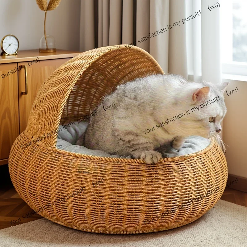 

Имитация ротанга, кошачий туалет, четыре сезона, летняя ротанговая кошачья вилла, кошачий домик, съемный и моющийся, интернет-знаменитость, домашнее животное