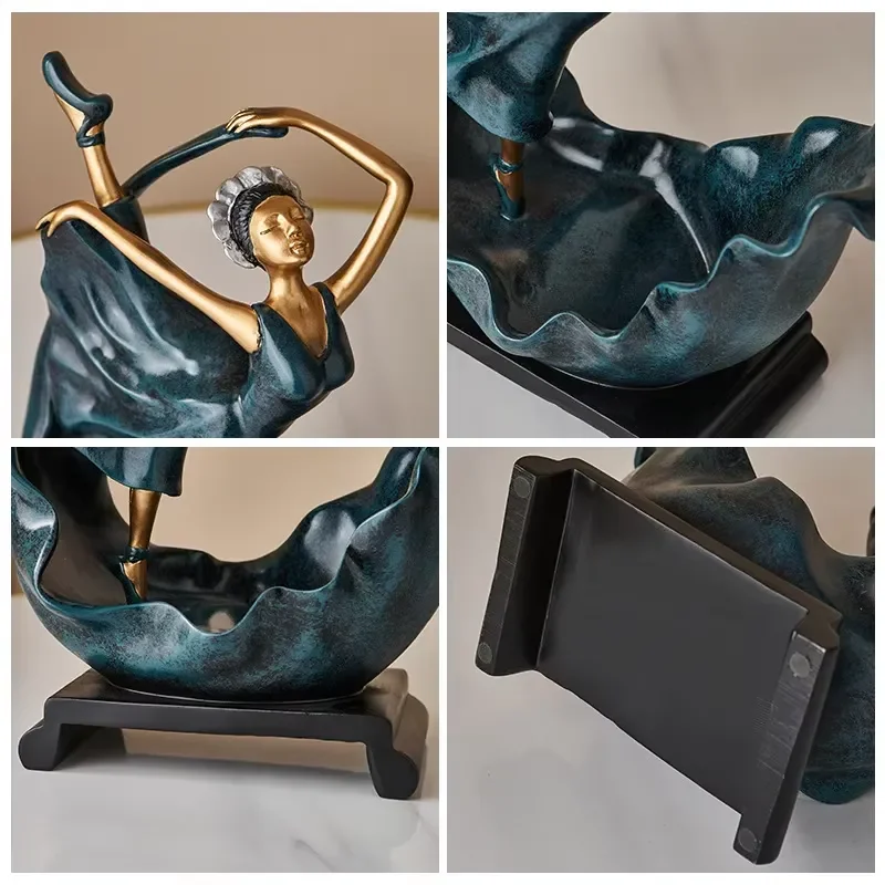 Creative dancer high-end TV cabinet with elegant art deco tray wine rack and bar accessories for party decor carton packaging