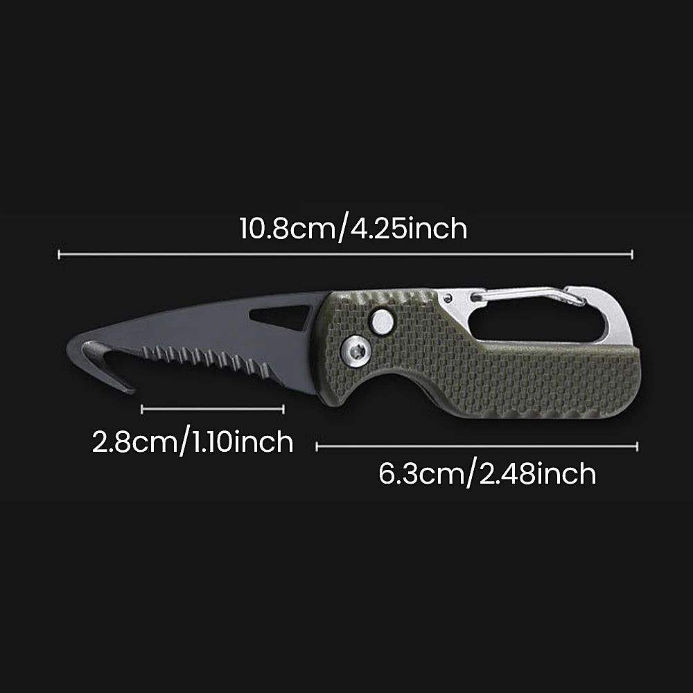 1pc Portable Multi-functional Parcel Knife Keychain Serrated Hook Carry-on Unpacking Emergency Survival Box Opener